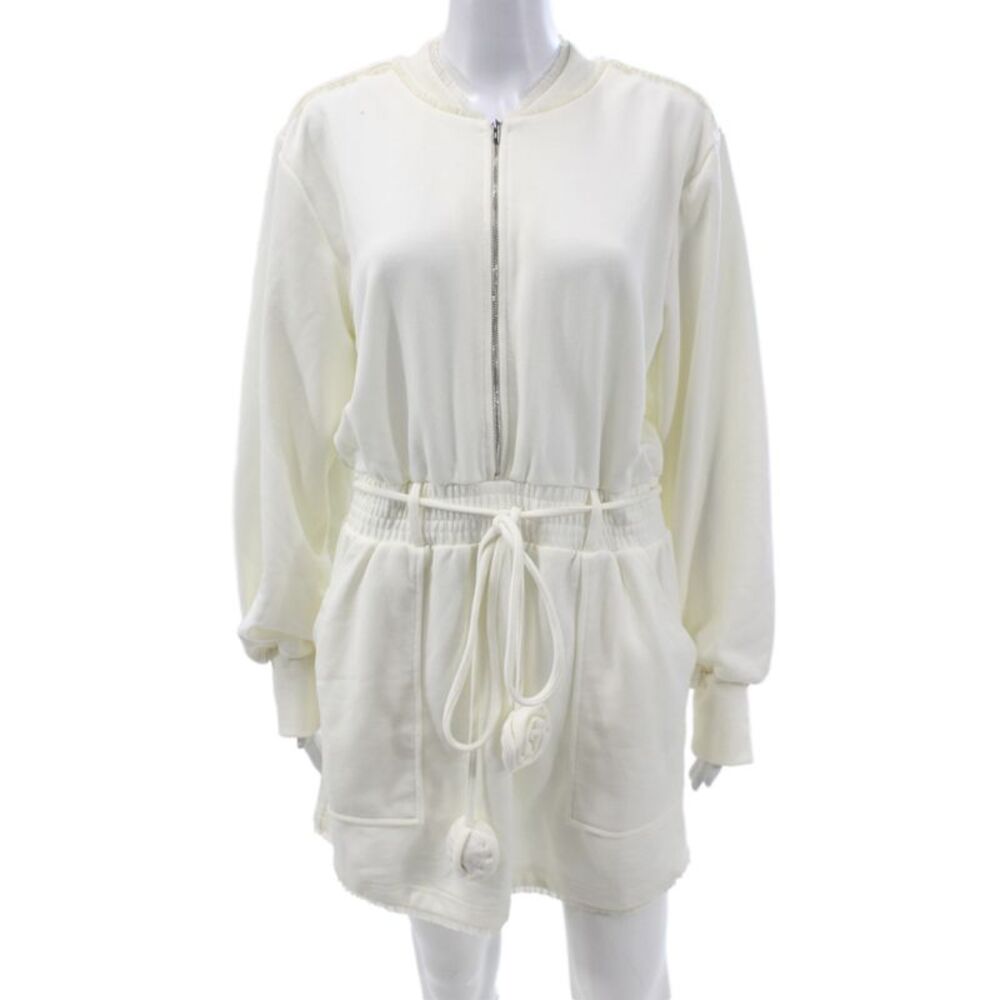 For Love & Lemons Womens Tunic Sweatshirt White Long Sleeve Crew Neck Size L